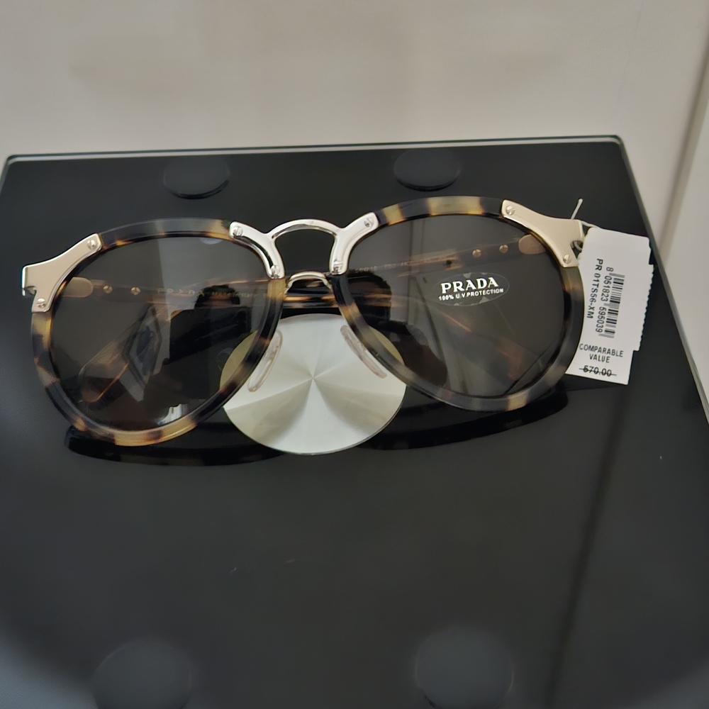 New Prada SPRO1T 7S0-4K2 Light Havana Green Sunglasses .